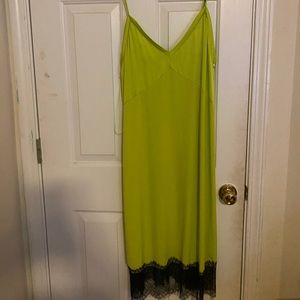 Lime green and black dress